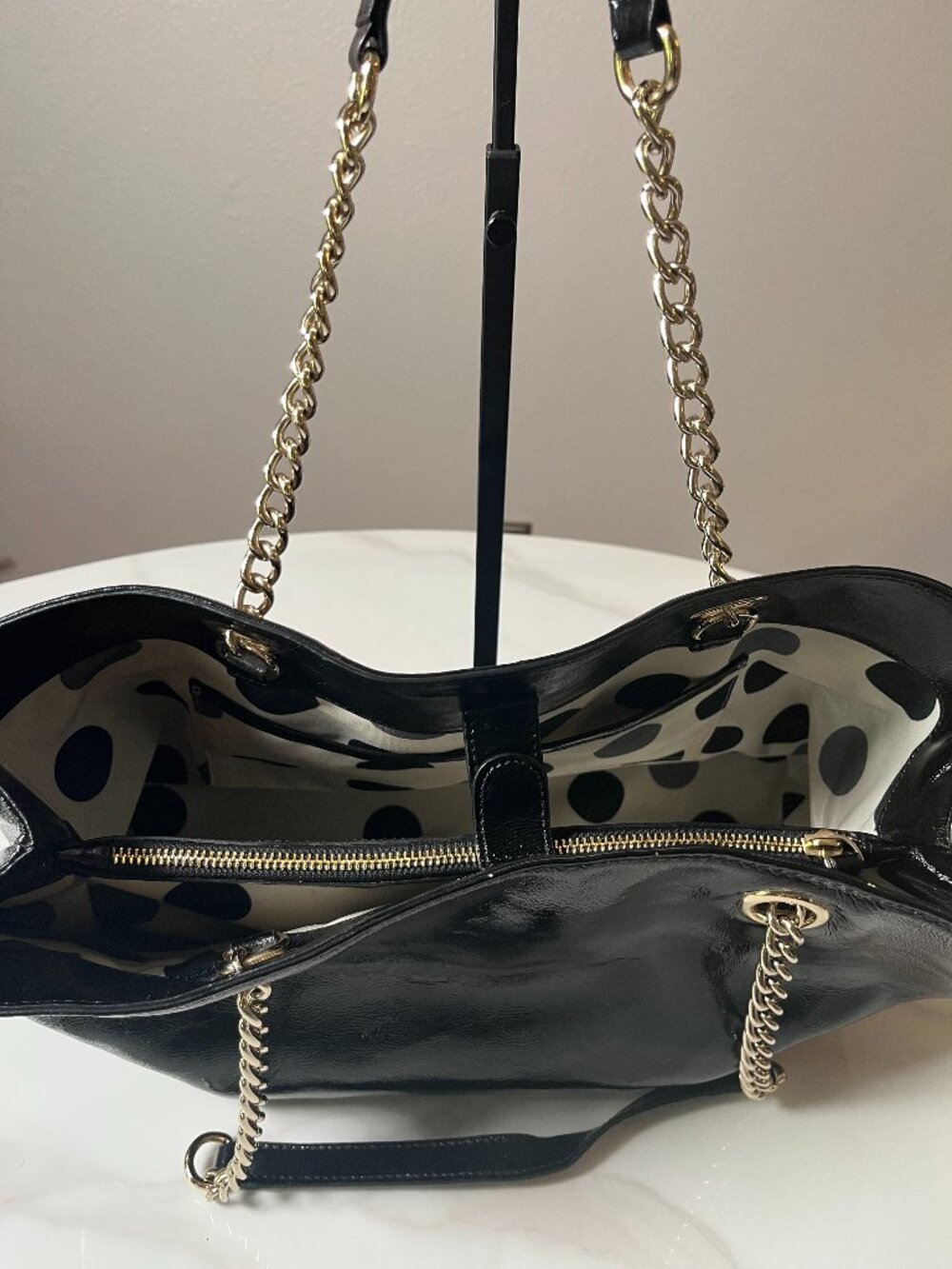 Kate Spade New York Black Patent Leather Deborah Lloyd Era Tote Chain Strap - Picture 6 of 14